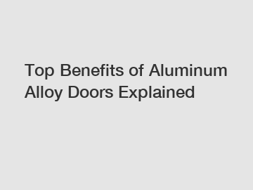 Top Benefits of Aluminum Alloy Doors Explained
