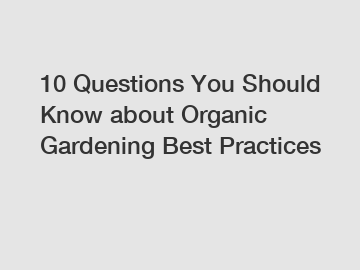 10 Questions You Should Know about Organic Gardening Best Practices