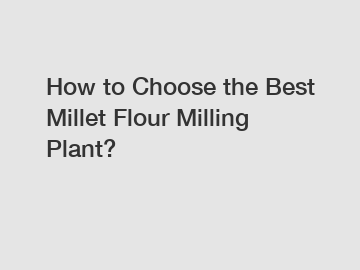 How to Choose the Best Millet Flour Milling Plant?