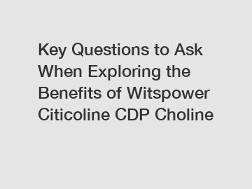 Key Questions to Ask When Exploring the Benefits of Witspower Citicoline CDP Choline