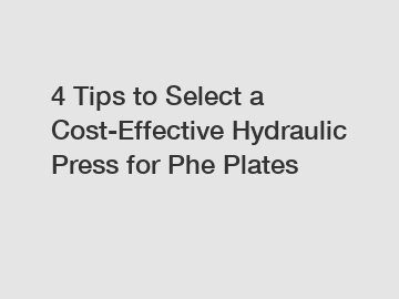 4 Tips to Select a Cost-Effective Hydraulic Press for Phe Plates