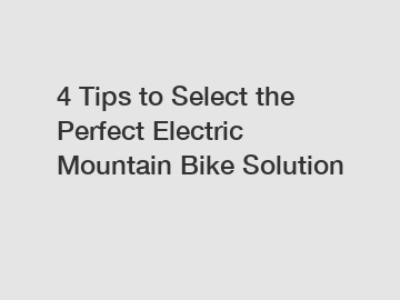 4 Tips to Select the Perfect Electric Mountain Bike Solution