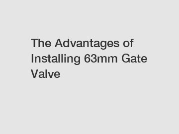 The Advantages of Installing 63mm Gate Valve