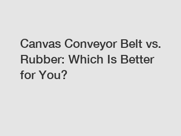 Canvas Conveyor Belt vs. Rubber: Which Is Better for You?