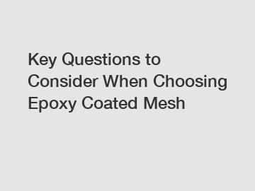 Key Questions to Consider When Choosing Epoxy Coated Mesh