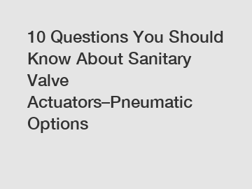 10 Questions You Should Know About Sanitary Valve Actuators&ndash;Pneumatic Options
