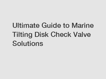 Ultimate Guide to Marine Tilting Disk Check Valve Solutions