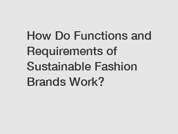How Do Functions and Requirements of Sustainable Fashion Brands Work?