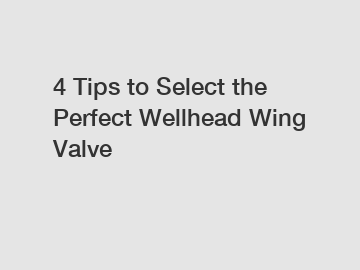 4 Tips to Select the Perfect Wellhead Wing Valve
