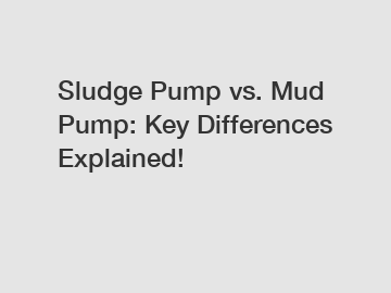 Sludge Pump vs. Mud Pump: Key Differences Explained!