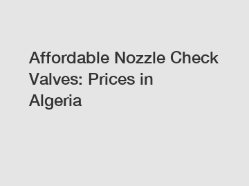 Affordable Nozzle Check Valves: Prices in Algeria