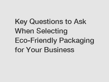 Key Questions to Ask When Selecting Eco-Friendly Packaging for Your Business