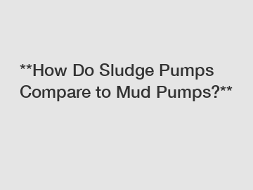 **How Do Sludge Pumps Compare to Mud Pumps?**