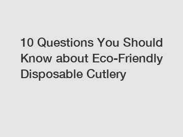 10 Questions You Should Know about Eco-Friendly Disposable Cutlery