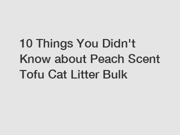 10 Things You Didn't Know about Peach Scent Tofu Cat Litter Bulk