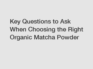Key Questions to Ask When Choosing the Right Organic Matcha Powder