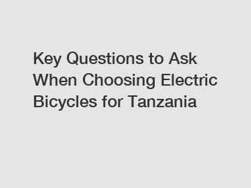 Key Questions to Ask When Choosing Electric Bicycles for Tanzania