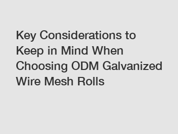 Key Considerations to Keep in Mind When Choosing ODM Galvanized Wire Mesh Rolls Key Considerations to Keep in Mind When Choosing ODM Galvanized Wire Mesh Rolls