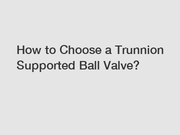 How to Choose a Trunnion Supported Ball Valve?