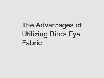 The Advantages of Utilizing Birds Eye Fabric