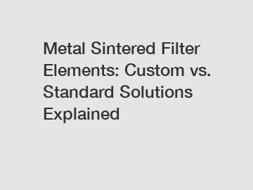 Metal Sintered Filter Elements: Custom vs. Standard Solutions Explained