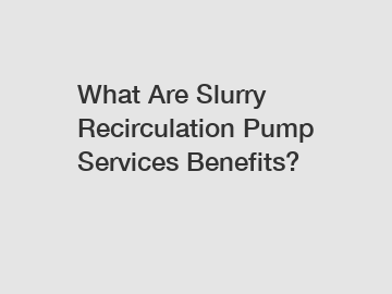 What Are Slurry Recirculation Pump Services Benefits?