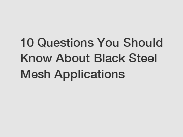 10 Questions You Should Know About Black Steel Mesh Applications