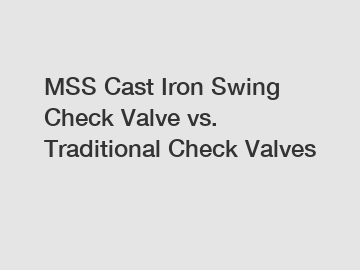 MSS Cast Iron Swing Check Valve vs. Traditional Check Valves