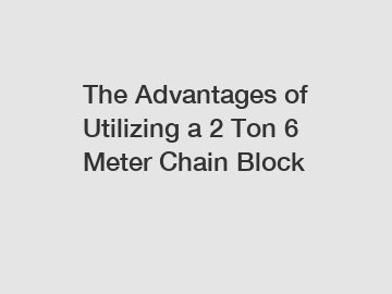 The Advantages of Utilizing a 2 Ton 6 Meter Chain Block