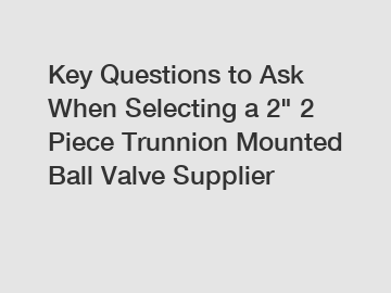 Key Questions to Ask When Selecting a 2" 2 Piece Trunnion Mounted Ball Valve Supplier