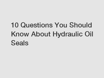 10 Questions You Should Know About Hydraulic Oil Seals