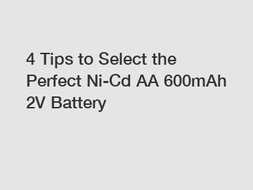 4 Tips to Select the Perfect Ni-Cd AA 600mAh 2V Battery