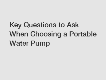 Key Questions to Ask When Choosing a Portable Water Pump