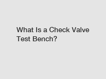 What Is a Check Valve Test Bench?