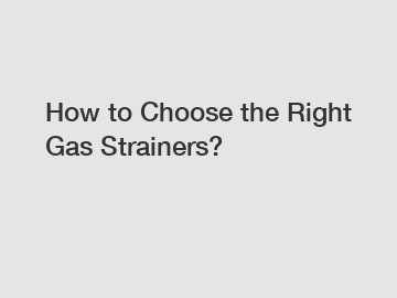 How to Choose the Right Gas Strainers?