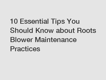 10 Essential Tips You Should Know about Roots Blower Maintenance Practices