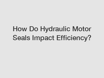 How Do Hydraulic Motor Seals Impact Efficiency?