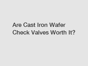 Are Cast Iron Wafer Check Valves Worth It?