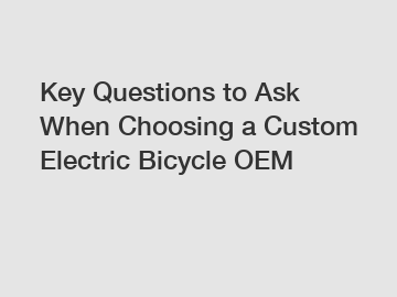 Key Questions to Ask When Choosing a Custom Electric Bicycle OEM