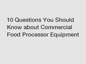 10 Questions You Should Know about Commercial Food Processor Equipment