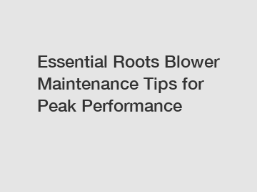 Essential Roots Blower Maintenance Tips for Peak Performance