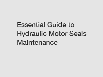 Essential Guide to Hydraulic Motor Seals Maintenance