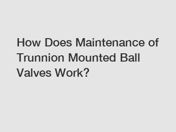 How Does Maintenance of Trunnion Mounted Ball Valves Work?