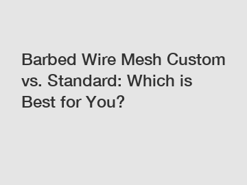 Barbed Wire Mesh Custom vs. Standard: Which is Best for You?