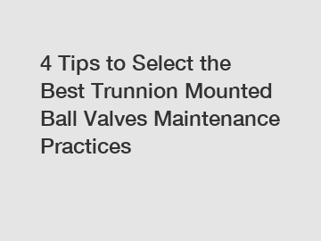 4 Tips to Select the Best Trunnion Mounted Ball Valves Maintenance Practices