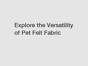 Explore the Versatility of Pet Felt Fabric