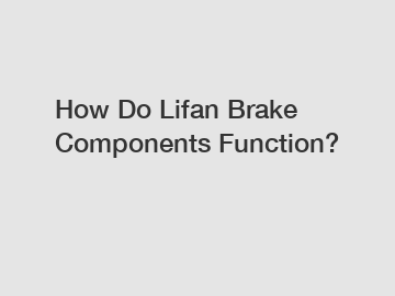 How Do Lifan Brake Components Function?