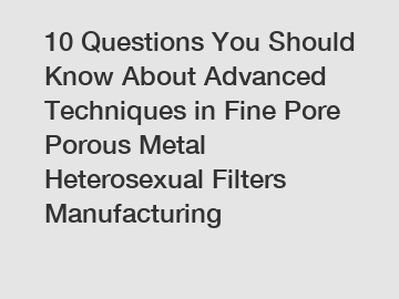 10 Questions You Should Know About Advanced Techniques in Fine Pore Porous Metal Heterosexual Filters Manufacturing