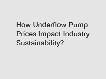 How Underflow Pump Prices Impact Industry Sustainability?