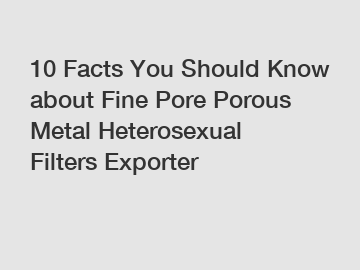 10 Facts You Should Know about Fine Pore Porous Metal Heterosexual Filters Exporter
